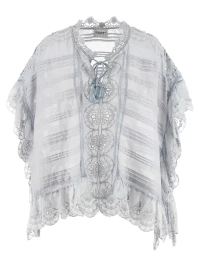 Isabel Marant Étoile Payton Lace-trimmed Embroidered Cotton Blouse In Pink