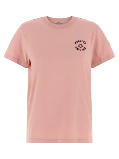 Moncler T-shirt With Embroidery In Pink