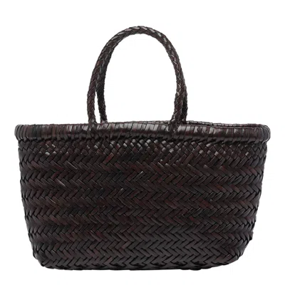 Dragon Diffusion Mini Flat Gora Basket 23x17x6 Cm Buff Calf Leather In Brown