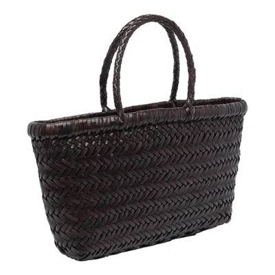 Dragon Diffusion Mini Flat Gora Basket 23x17x6 Cm Buff Calf Leather In Brown