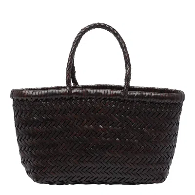 Dragon Diffusion Mini Flat Gora Basket 23x17x6 Cm Buff Calf Leather In Brown
