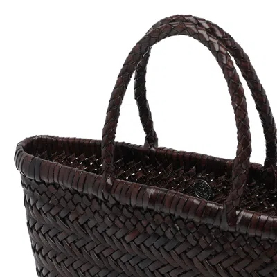 Dragon Diffusion Mini Flat Gora Basket 23x17x6 Cm Buff Calf Leather In Brown