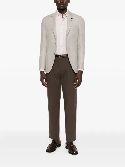 Lardini Flap-pocket Blazer In Neutral
