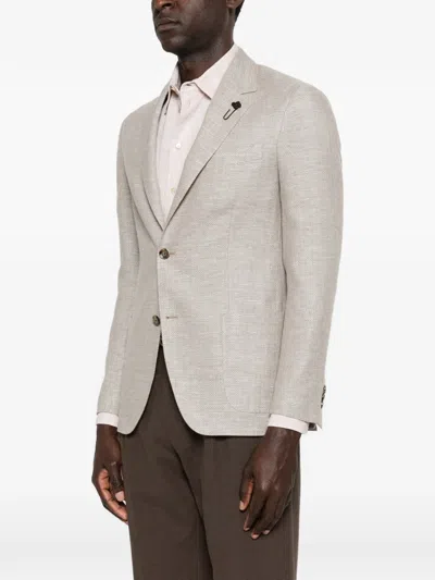 Lardini Flap-pocket Blazer In Neutral