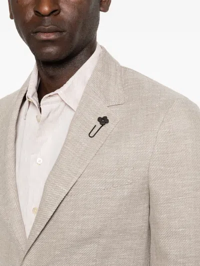 Lardini Flap-pocket Blazer In Neutral