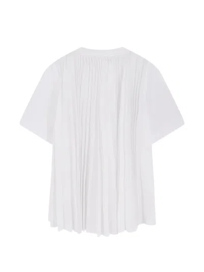 Sacai Short Sleeve Top Chest Pocket Pleated Back In White