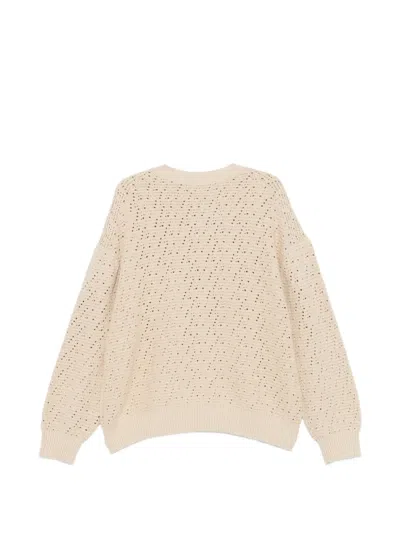 Frame Open Stitch Cotton Sweater In Orange