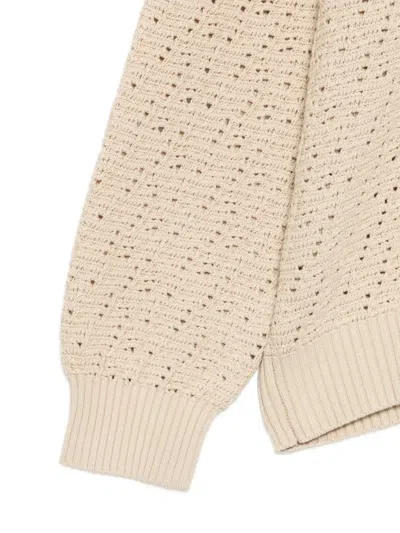 Frame Open Stitch Cotton Sweater In Orange