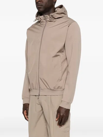 Herno Polyester Hooded Zip Jacket In Neutral