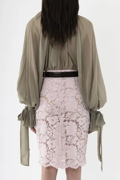 Arakii Velvet Lace Pencil Skirt In Pink