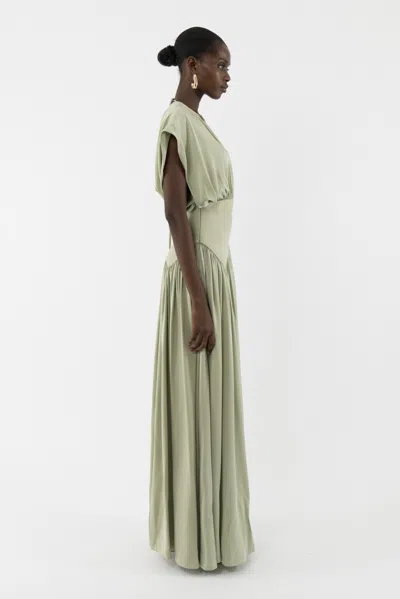 Arakii Maxi Silk Dress In Green