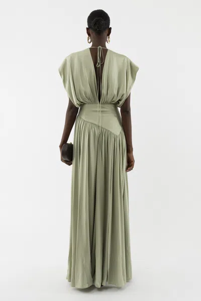 Arakii Maxi Silk Dress In Green