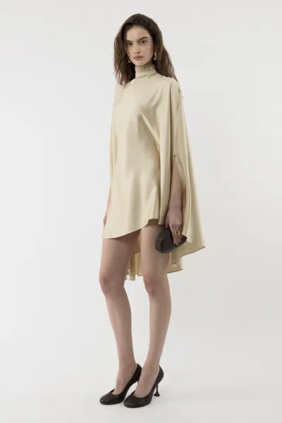 Arakii Poncho Turtleneck Dress In Gold