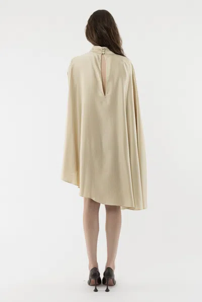 Arakii Poncho Turtleneck Dress In Gold