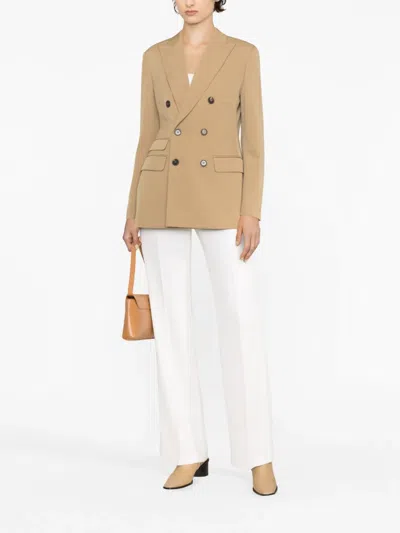 Max Mara Double-breasted Wool Blazer In Brown