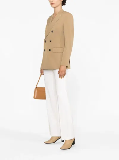 Max Mara Double-breasted Wool Blazer In Brown