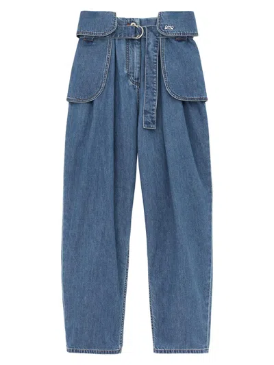 Loewe Womens Light Blue Side-flap Balloon-leg High-rise Jeans