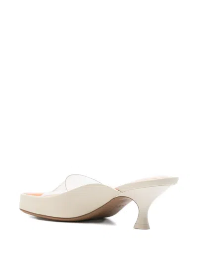 Chloé Womens Chloe Junie Leather And Pvc Heeled Sandals In Neutral