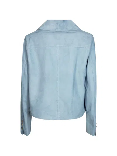 Mono Buttoned Suede Jacket In Blue