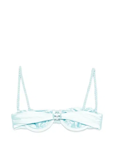 Isa Boulder Ruched Weave Bikini Top In Multi