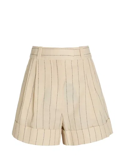 Rag & Bone Neila Striped Cuffed-hem Shorts In Neutral
