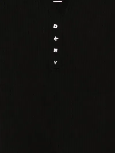Dkny Buttoned Knitted Top In Black
