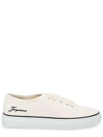 Jacquemus Les Fefe Logo-embroidered Canvas Sneakers In White