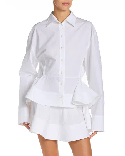 Stella Mccartney Womens Pure White Peplum-waist Tailored Cotton Shirt
