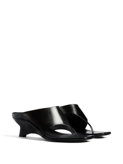 Khaite Black Marlow Sculptural Leather Mules In Black