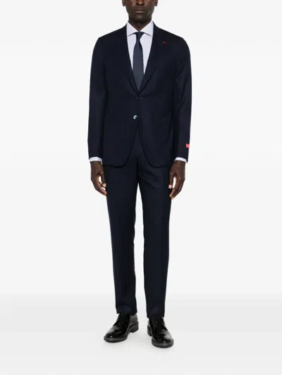 Isaia Buttoned-front Suit In Black