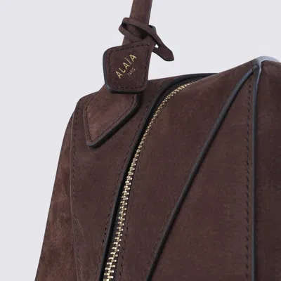 Alaïa Le Bouledogue Bowling Shoulder Bag In Nubuck Leather In Brown