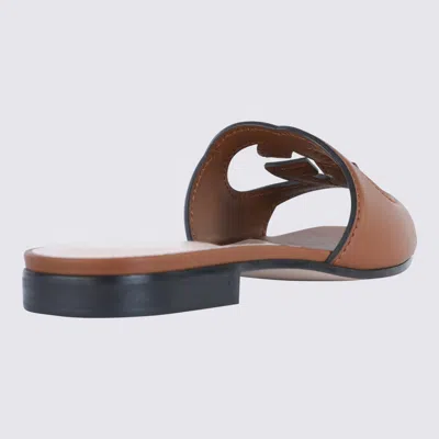 Gucci Interlocking G Cutout Leather Sandal In Brown