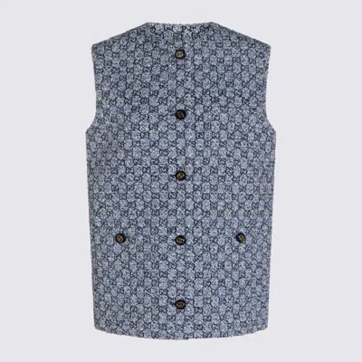 Gucci Button Patterned Vest In Blue