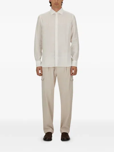 Herno Long Sleeved Button-fastened Shirt In White
