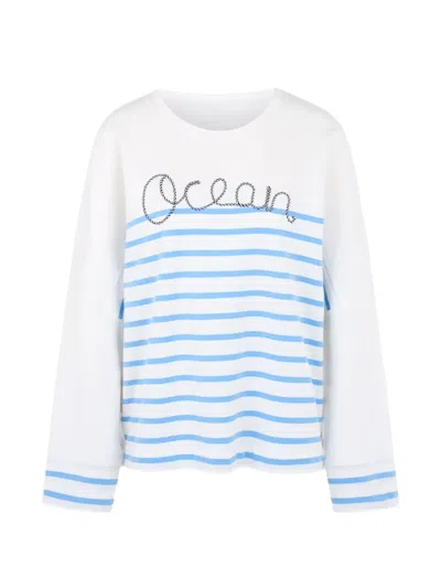 Marccain Striped Cotton Sweatshirt In Multi