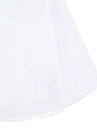 120% Lino V-neck Blouse In White