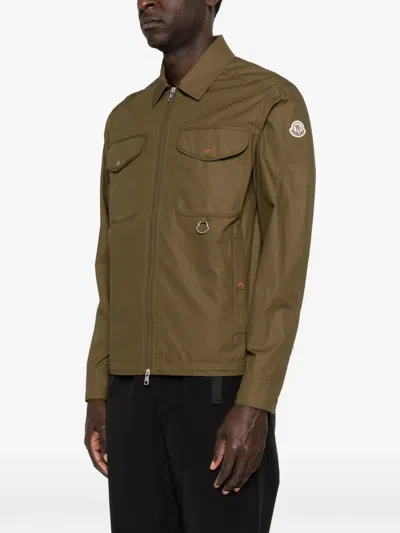Moncler Zip Flap-pocket Jacket In Brown