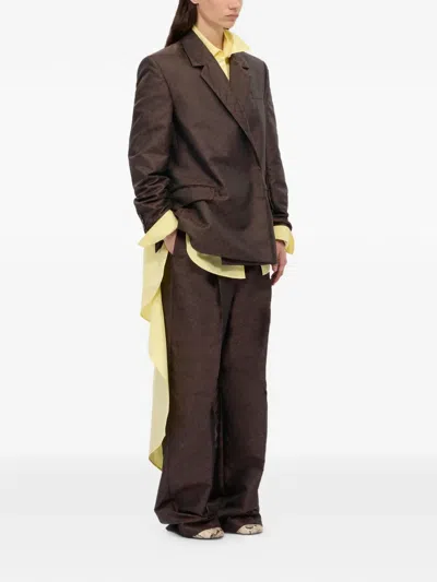 Msgm Notched-lapel Double-breasted Blazer In Brown