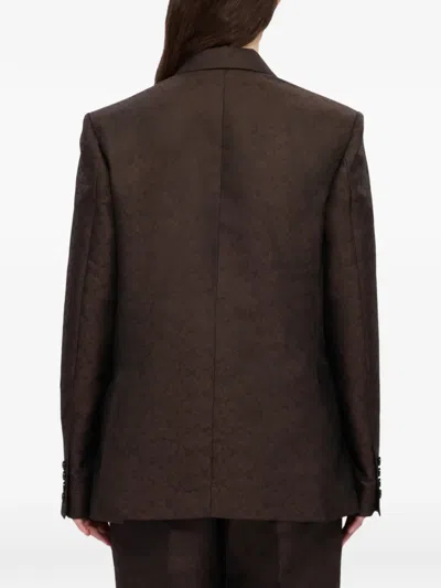 Msgm Notched-lapel Double-breasted Blazer In Brown
