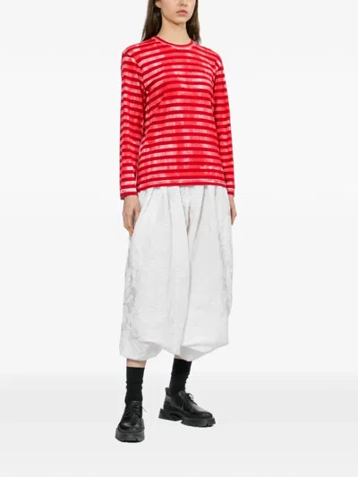 Comme Des Garçons Striped T-shirt In Red