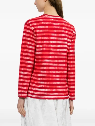Comme Des Garçons Striped T-shirt In Red