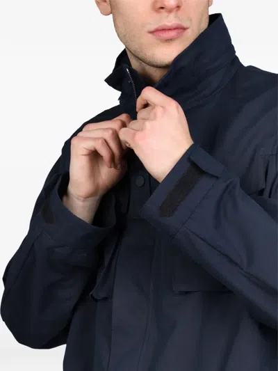 Lardini Navy Blue Solid Jackets In Blue