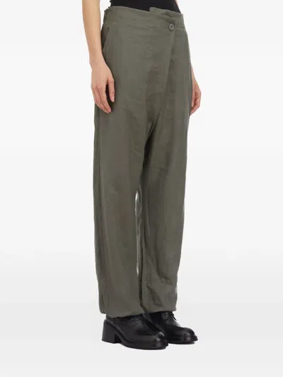 Studio B3 Button Wrap Trousers In Green