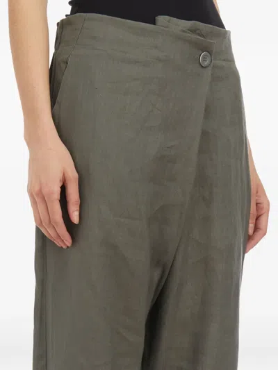 Studio B3 Button Wrap Trousers In Green