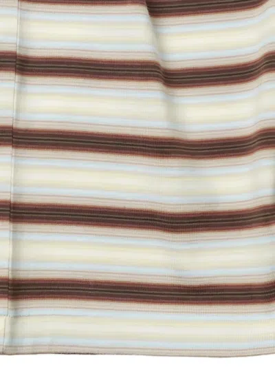 Auralee Embroidered Cotton Crew Neck Striped T Shirt In Brown