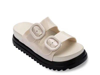 Melissa Buckle-fastening Platform Slides In Neutral