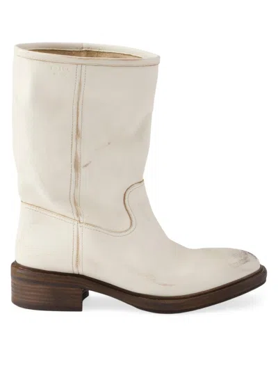 Prada Off White Leather Boots