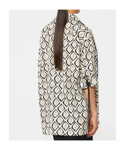 Max Mara Oversized Printed Poplin Shirt In White