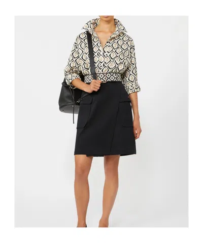 Max Mara Oversized Printed Poplin Shirt In White