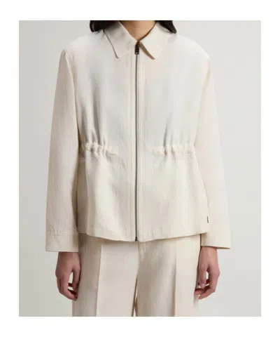 Woolrich Drawstring Zip Overshirt In Neutral